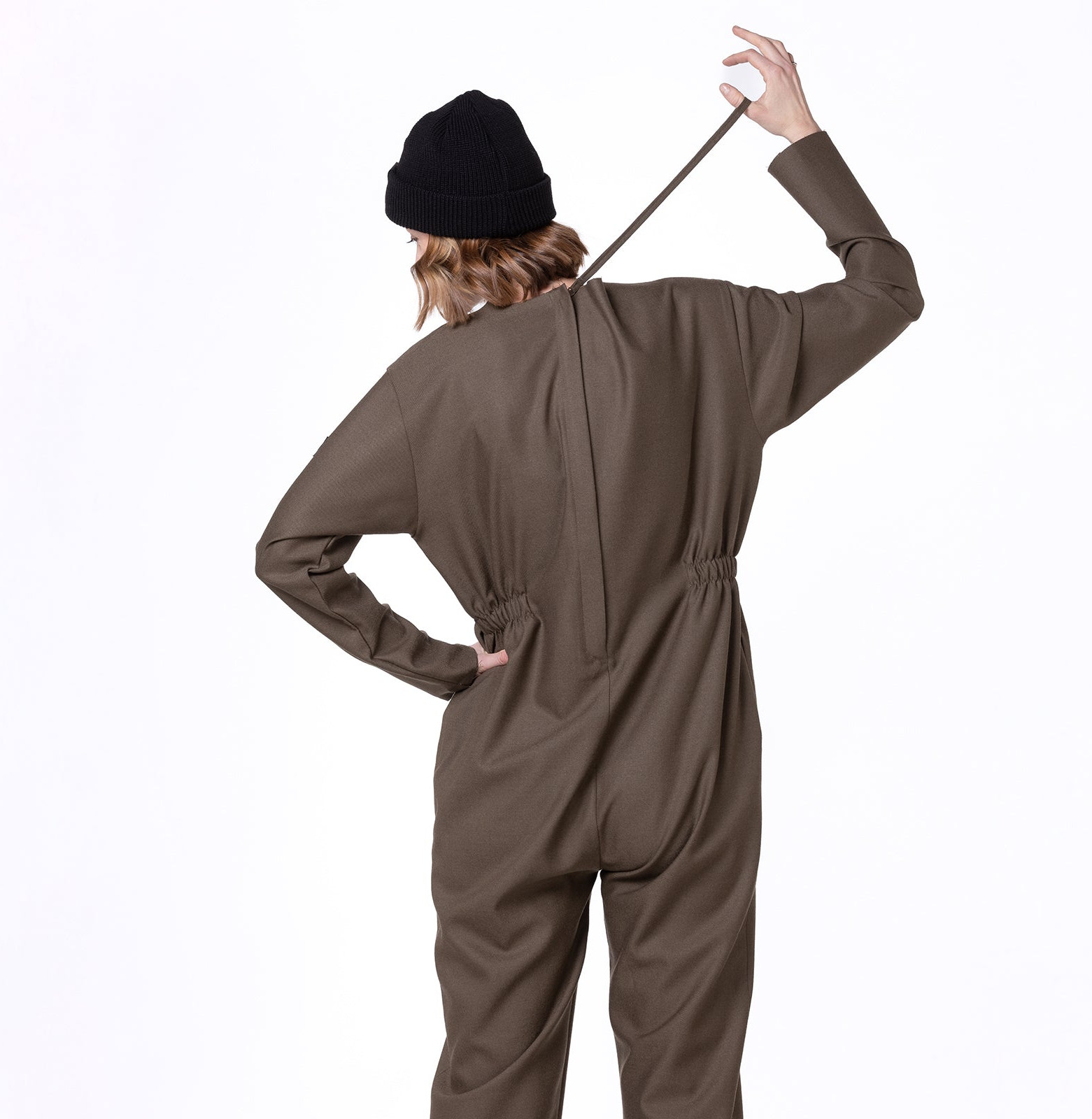 Wool overal dark safari