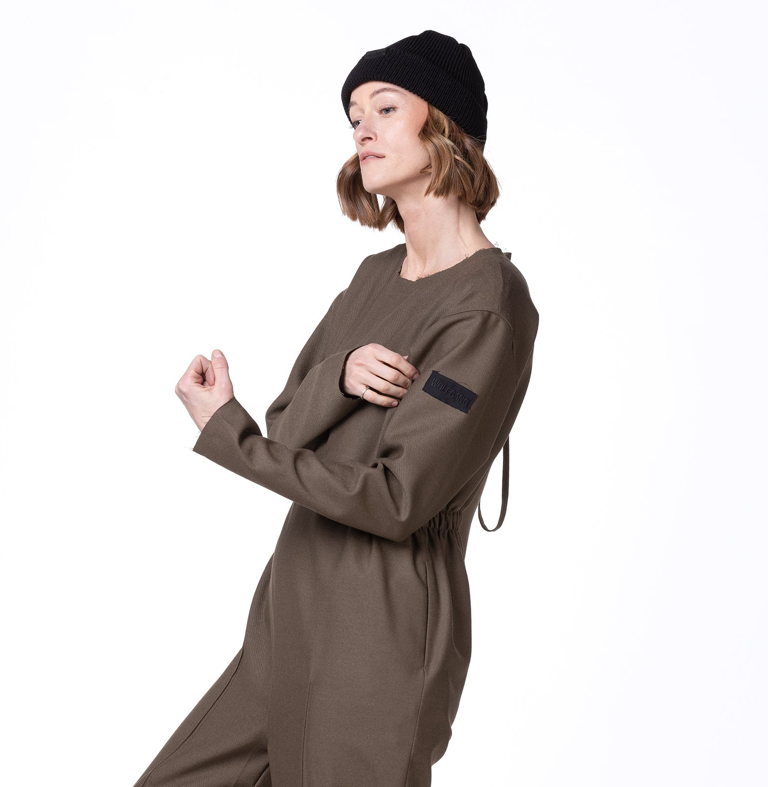 Wool overal dark safari