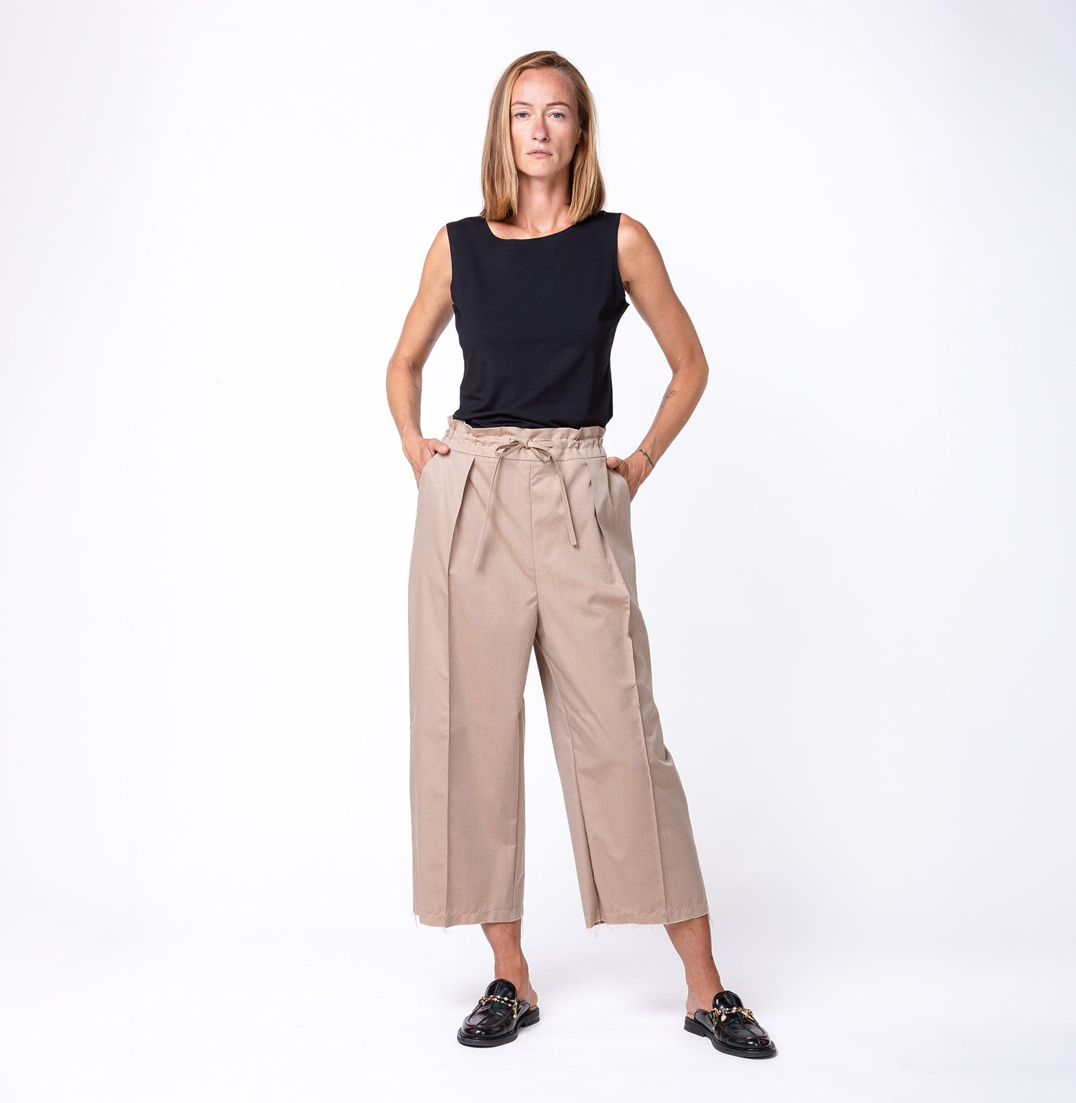 Wool Wide Pants Pink Sand