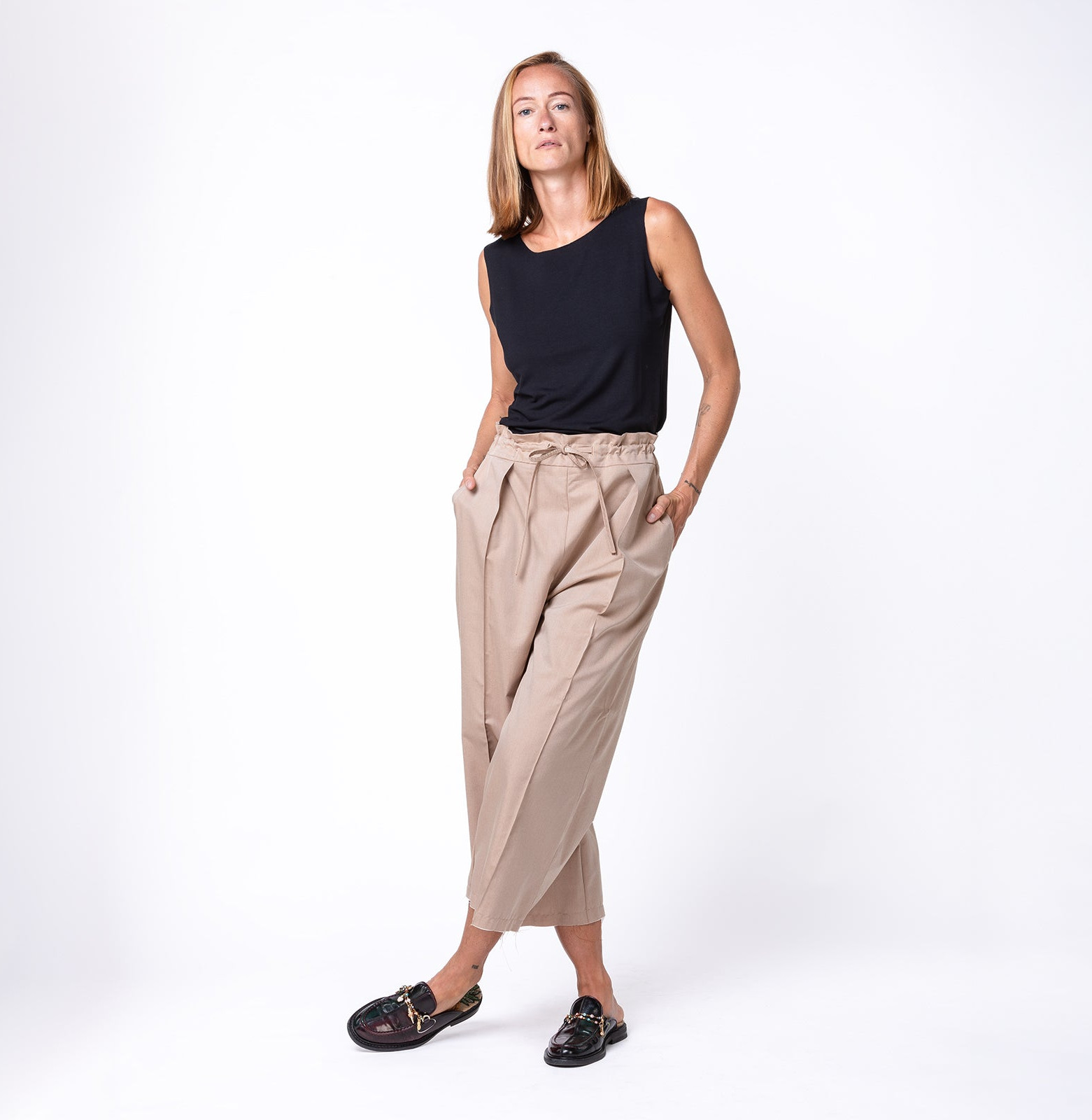 Wool Wide Pants Pink Sand
