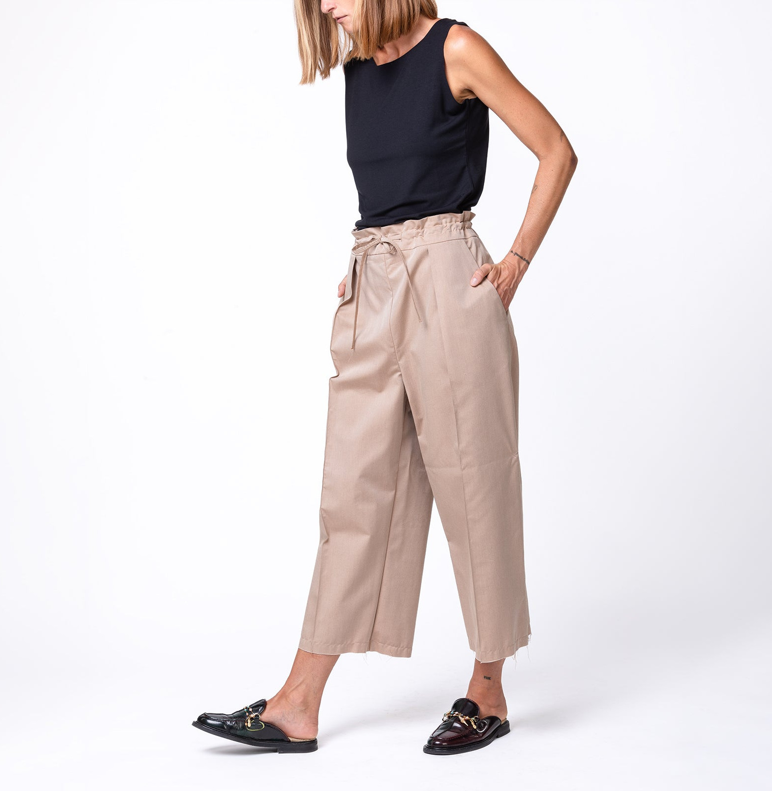 Wool Wide Pants Pink Sand