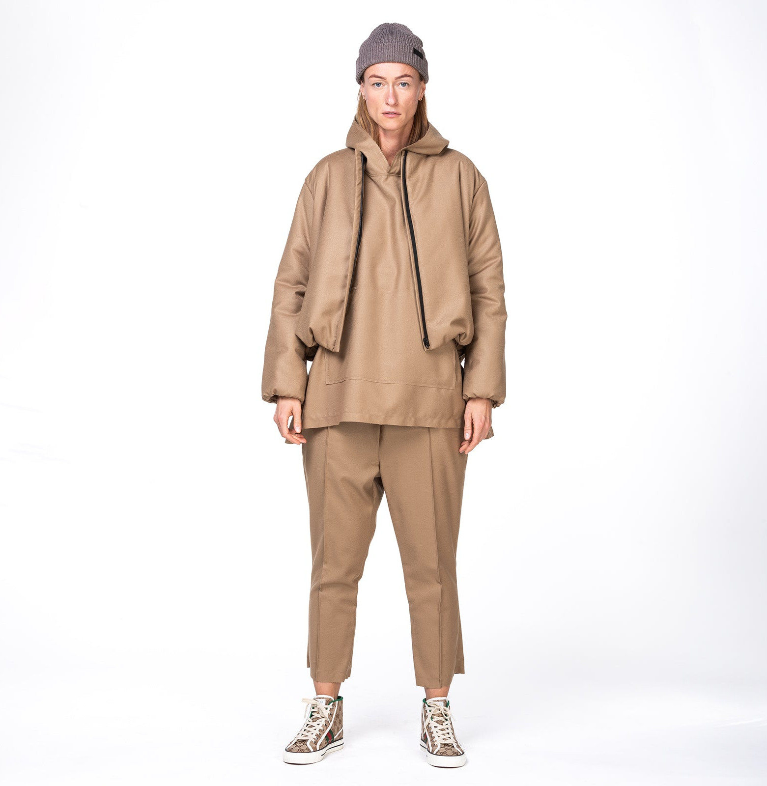 Wool bomber jacket camel