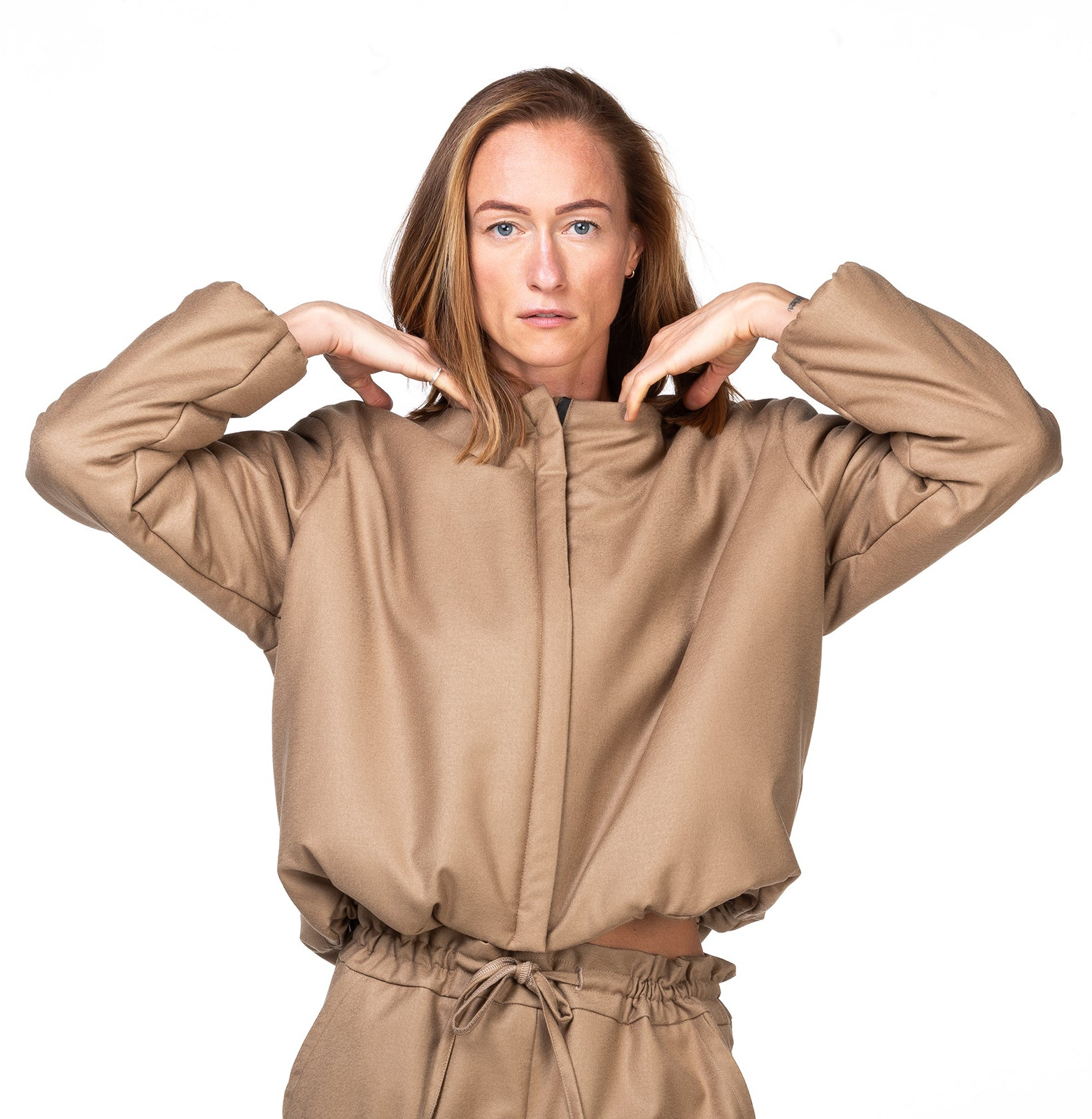 Wool bomber jacket camel