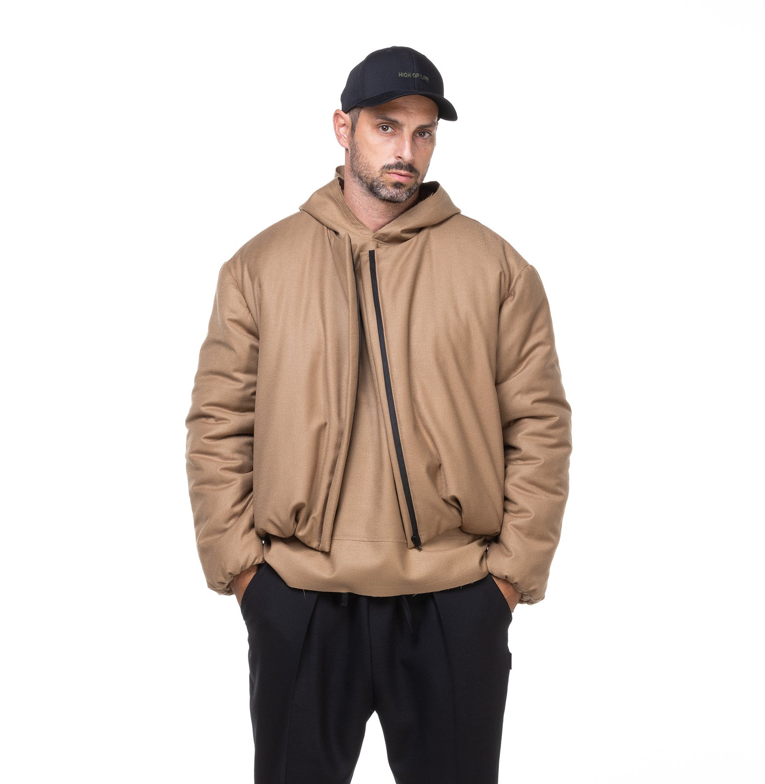 Wool bomber jacket camel