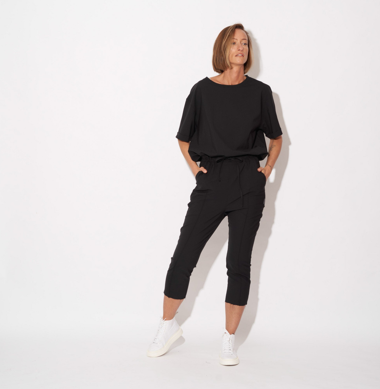 Wool Slim Pants Black