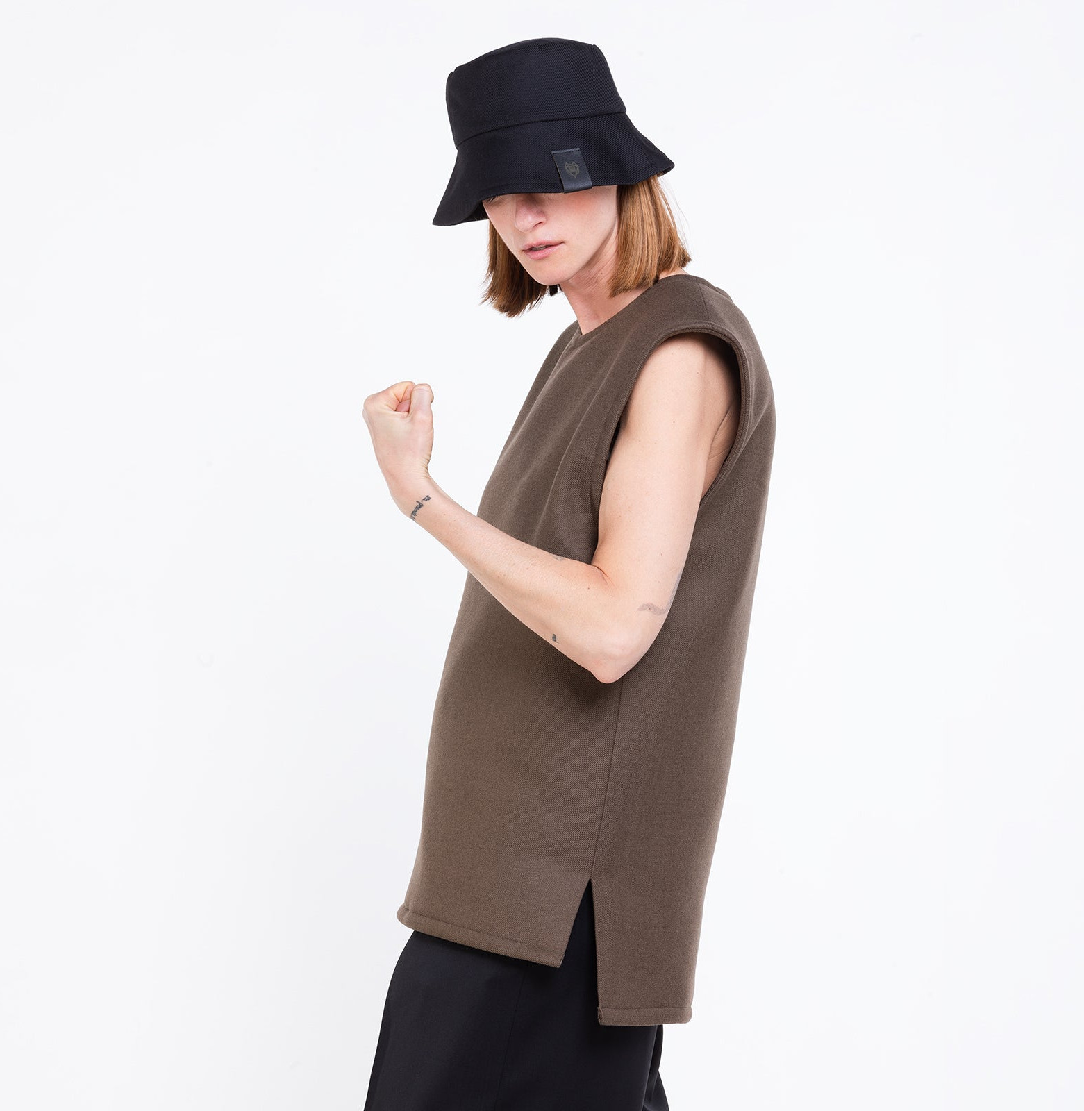 Warm Wool Vest Dark Safari