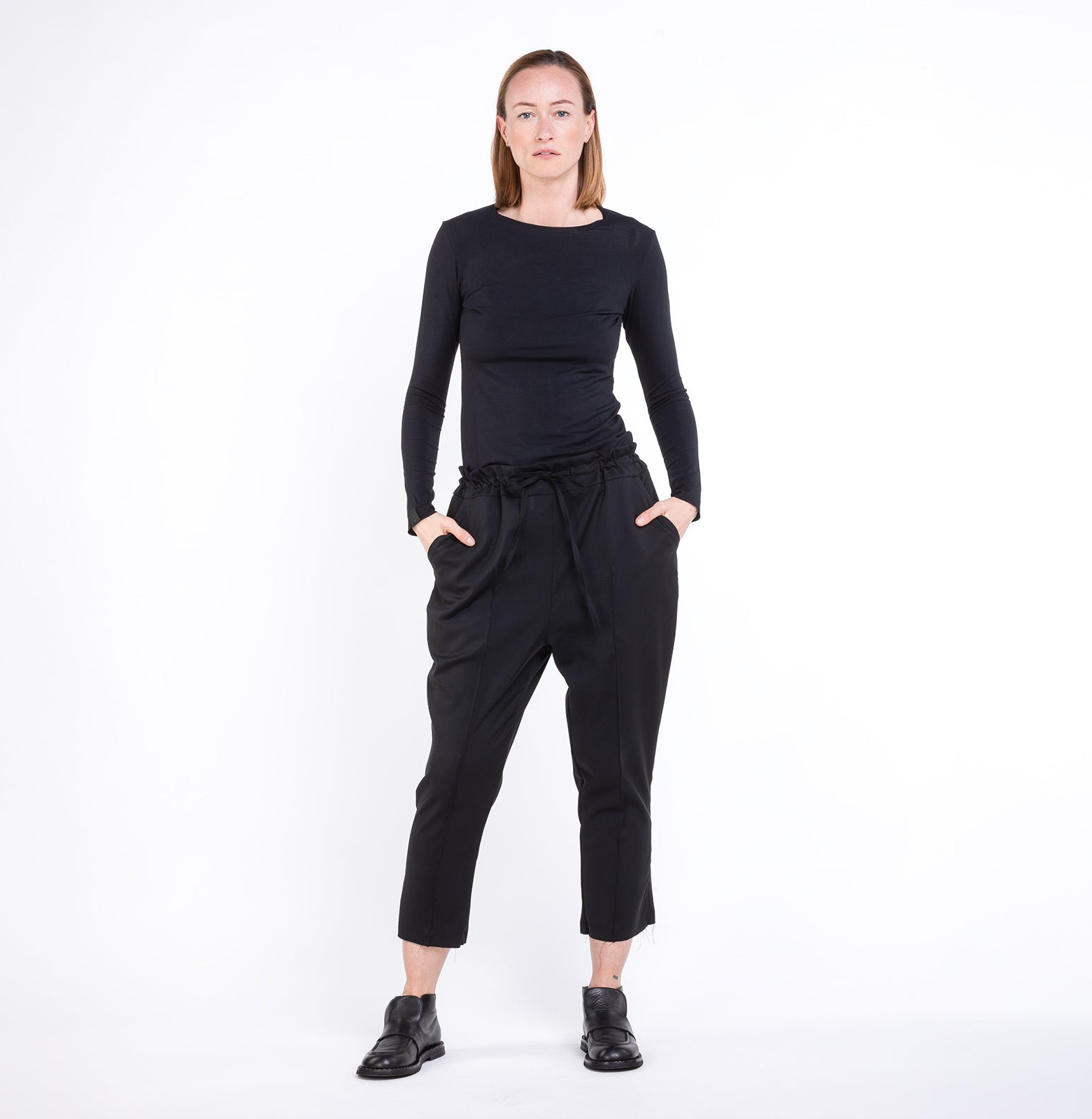 Wool Slim Pants Black