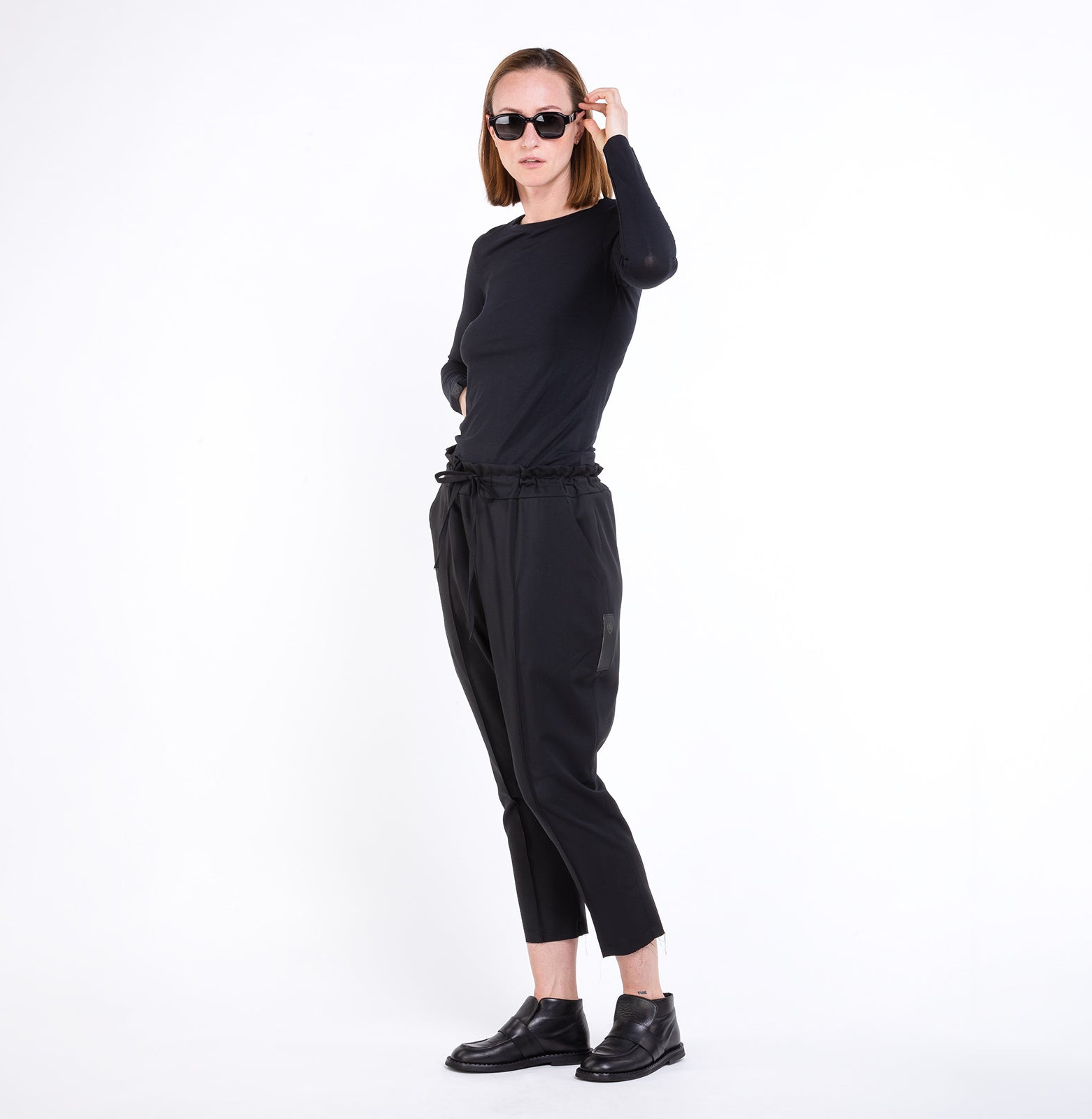 Wool Slim Pants Black