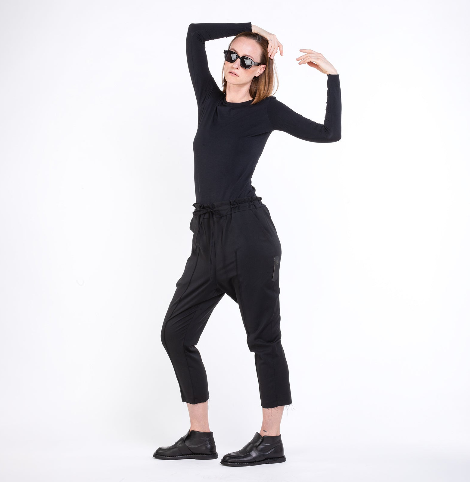 Wool Slim Pants Black