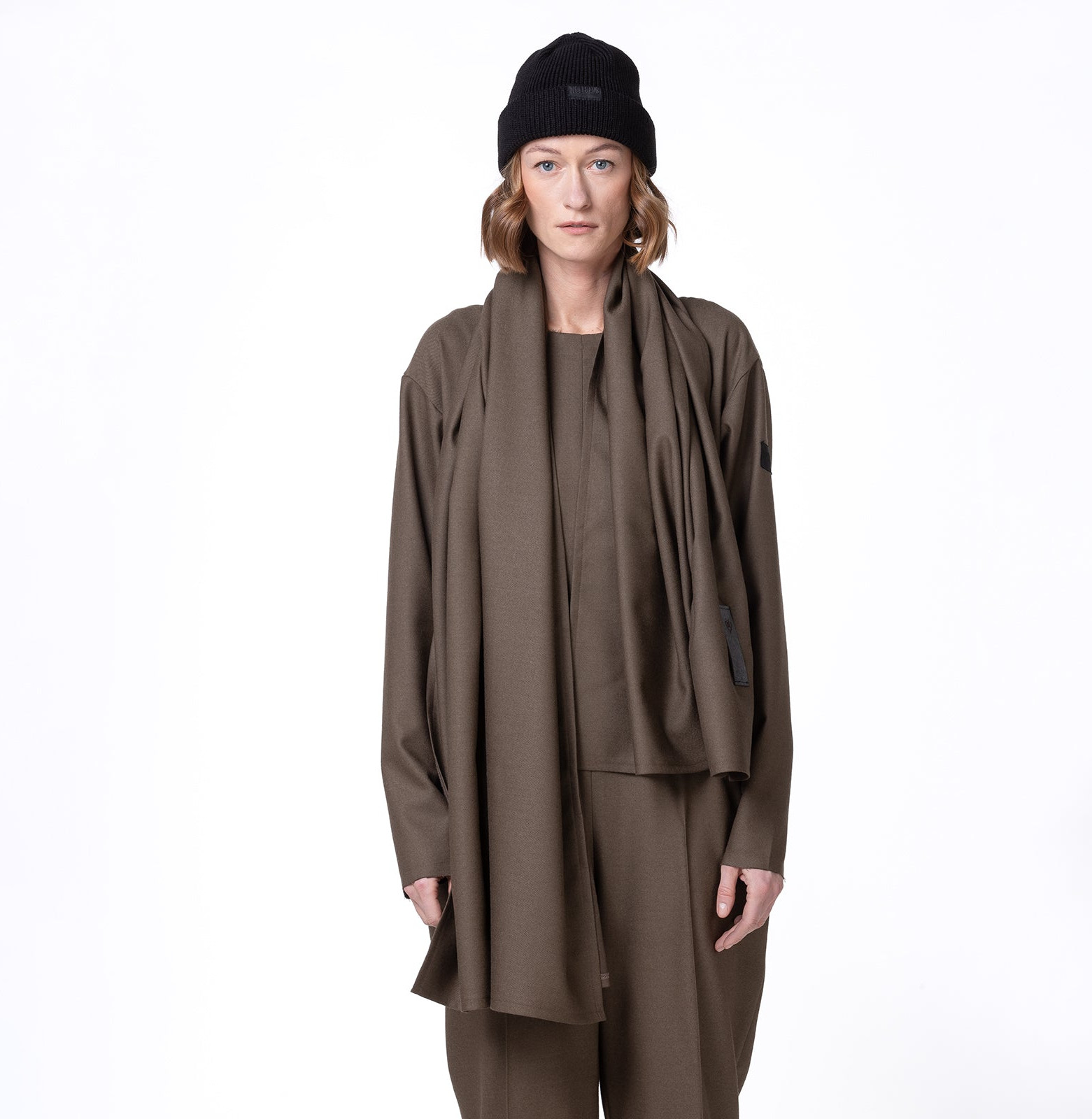 Classy wool scarf dark safari