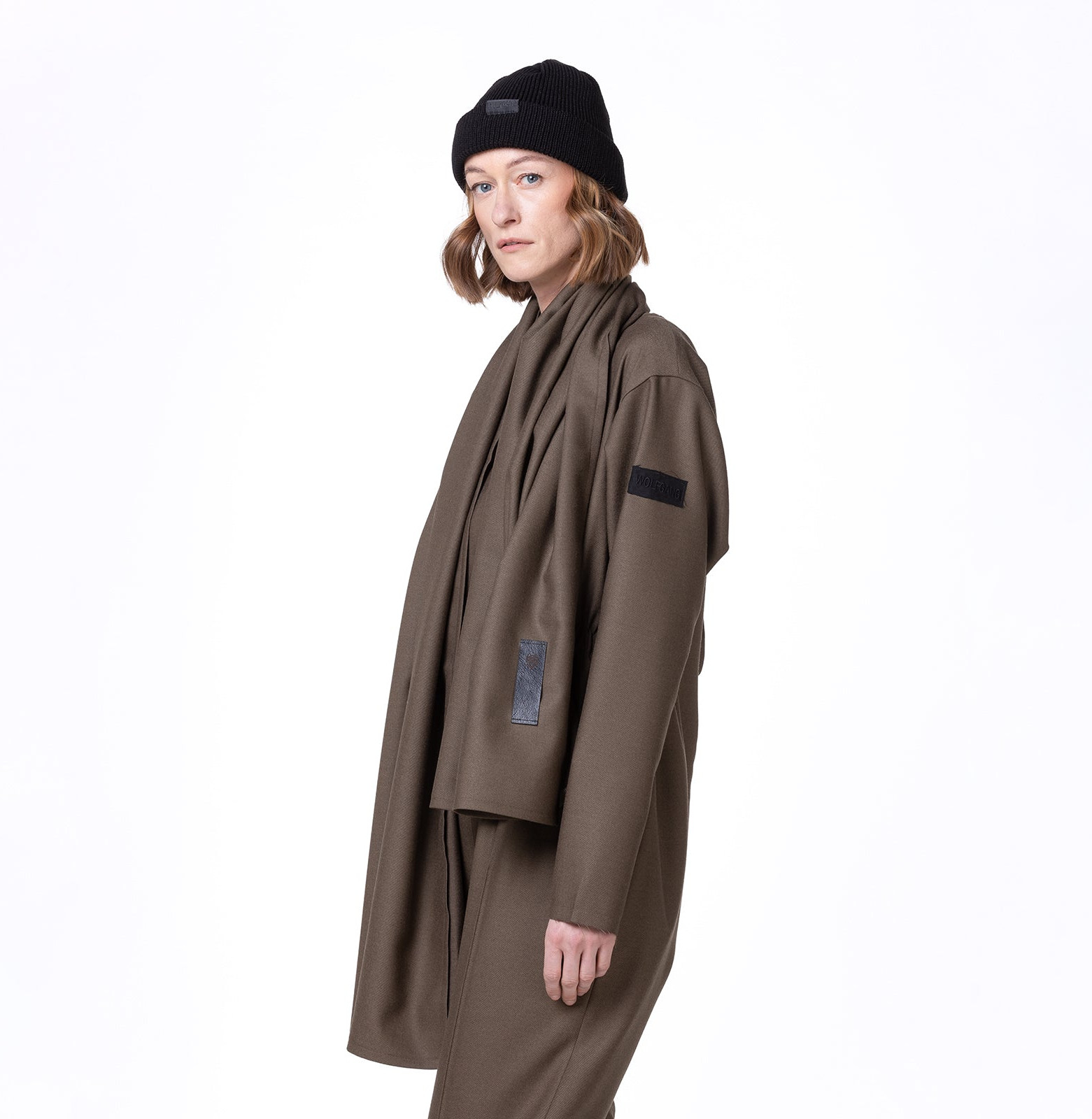 Classy wool scarf dark safari