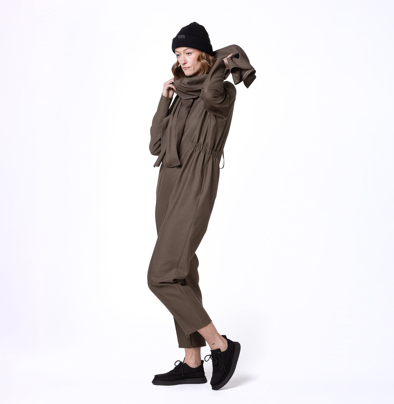 Classy wool scarf dark safari
