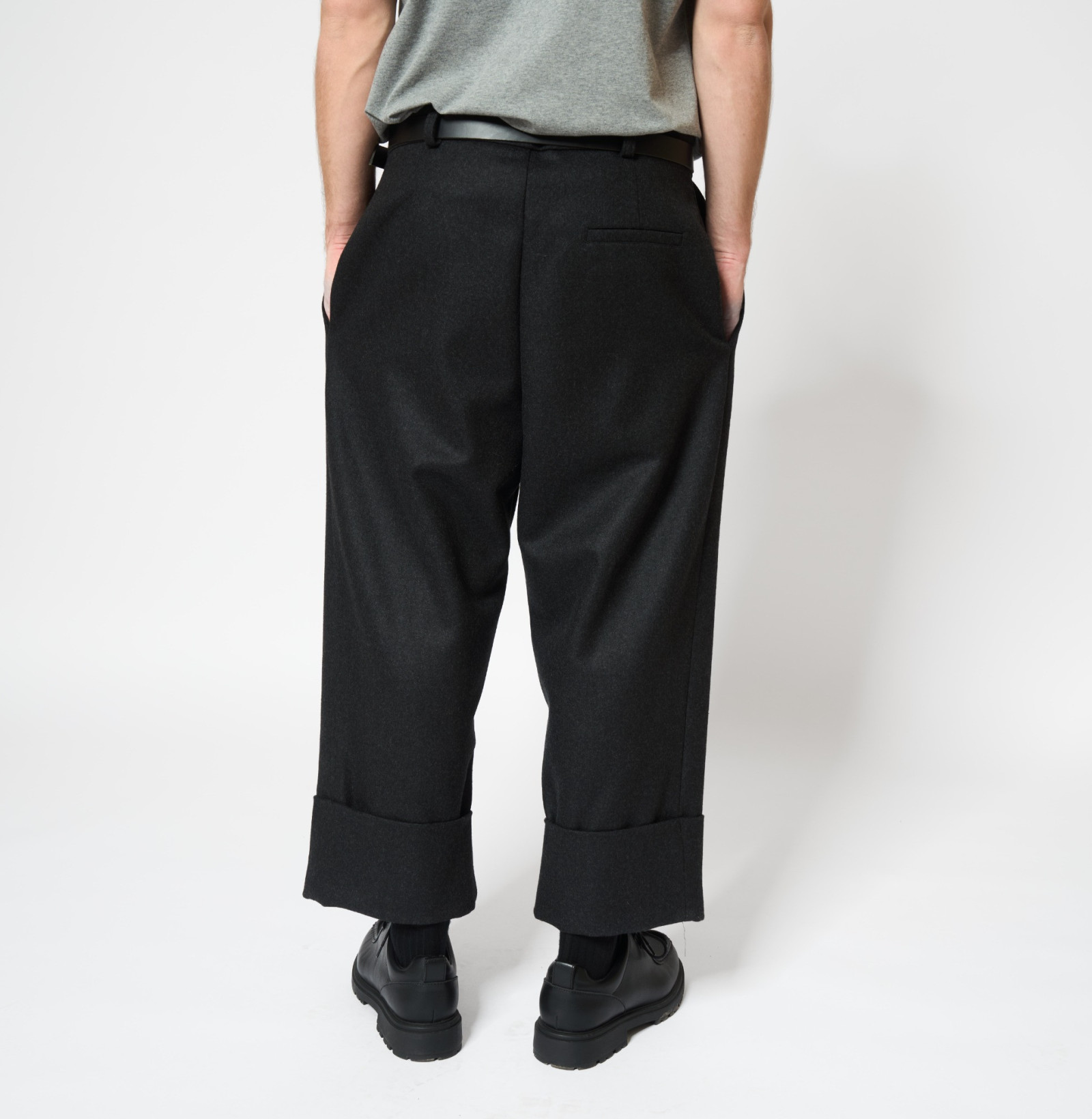 Warm Wool Cuff Pants Dark Grey 