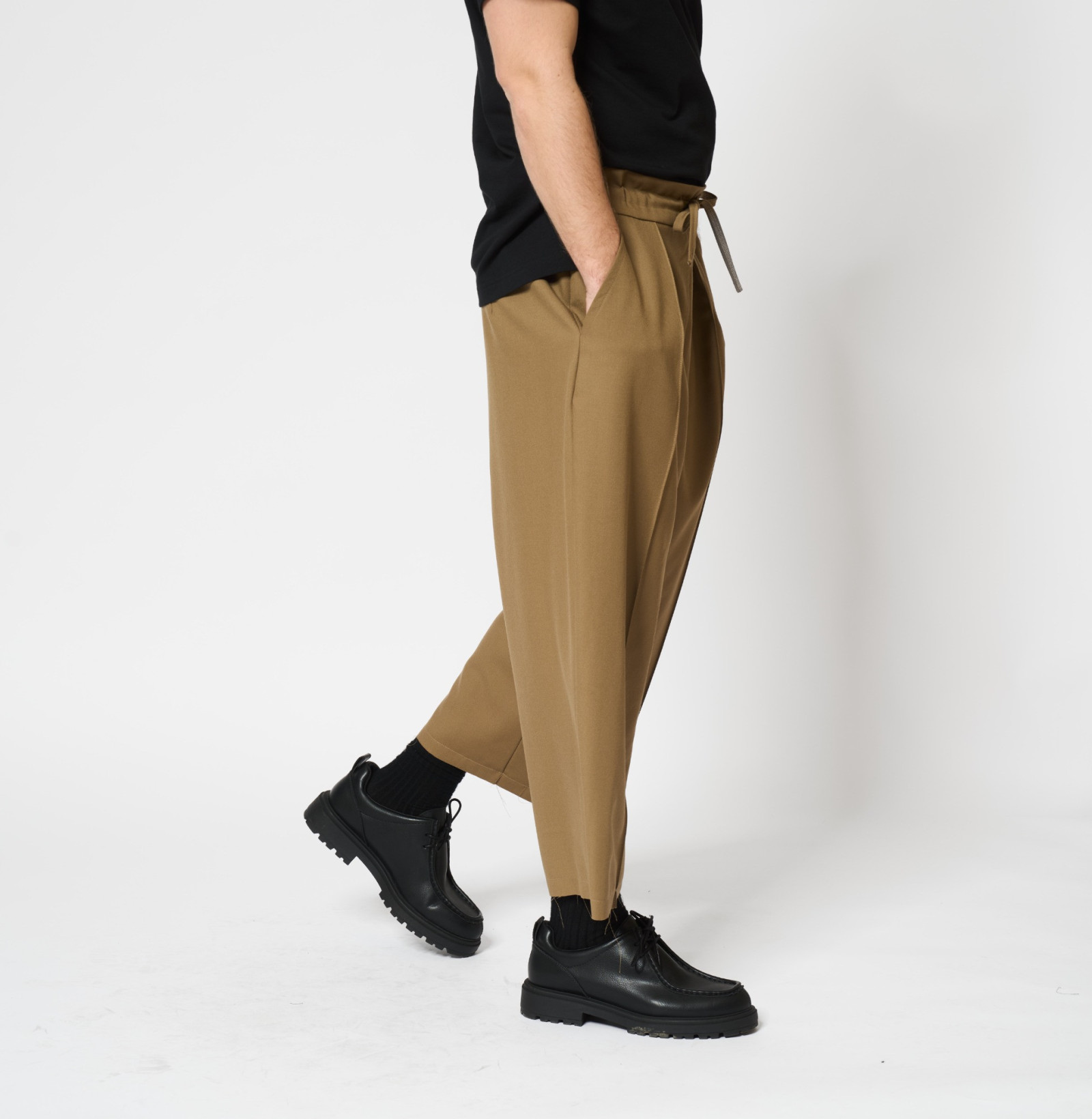 Wool Wide Pants Caramel
