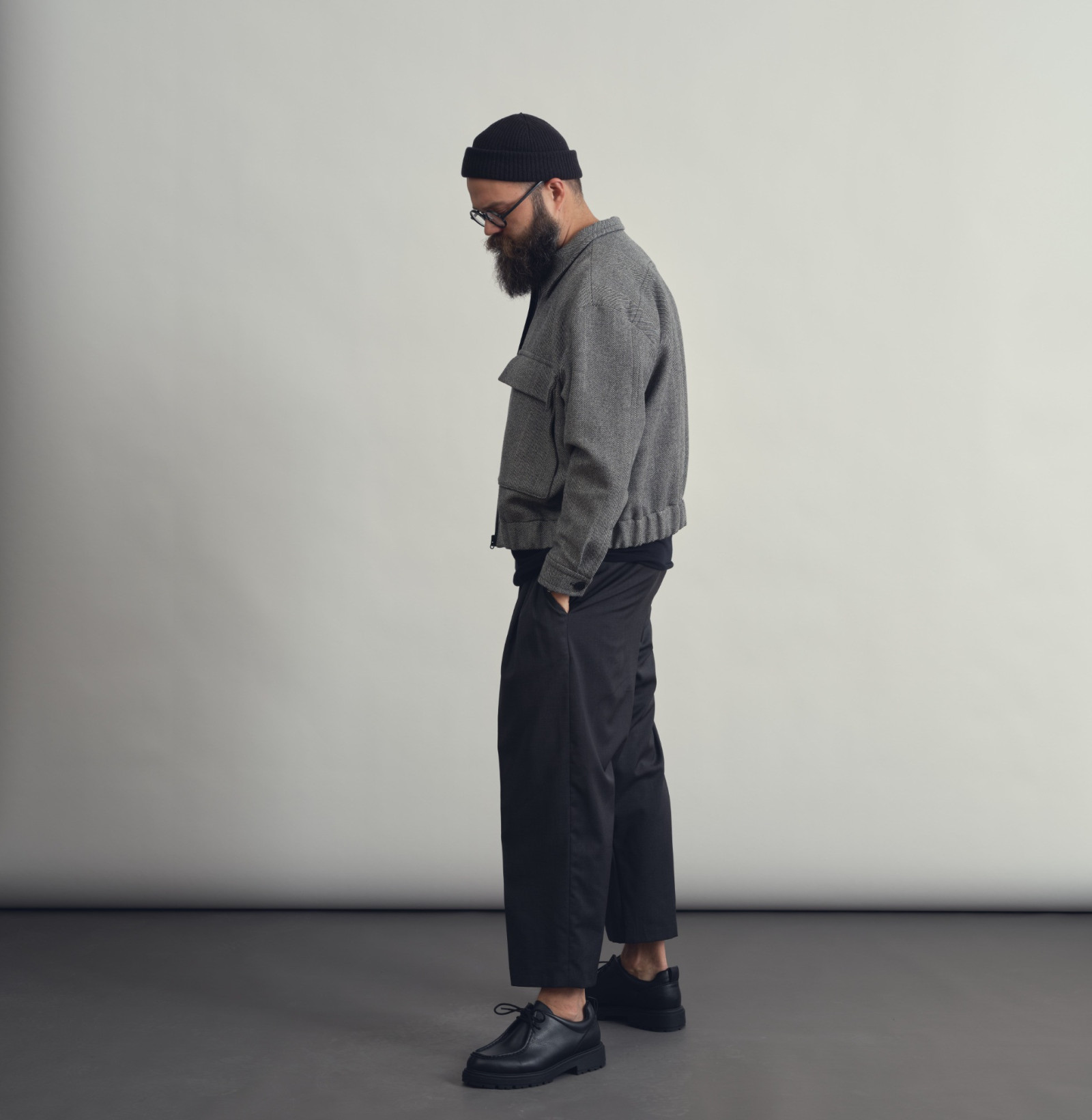 wool pocket jacket salt and pepper
