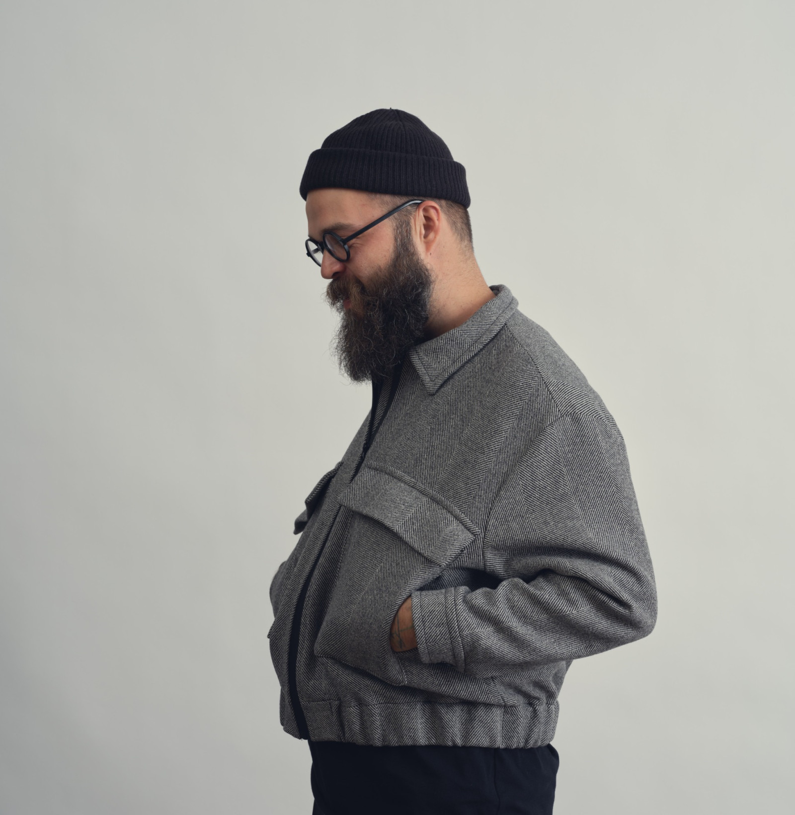 wool pocket jacket salt and pepper
