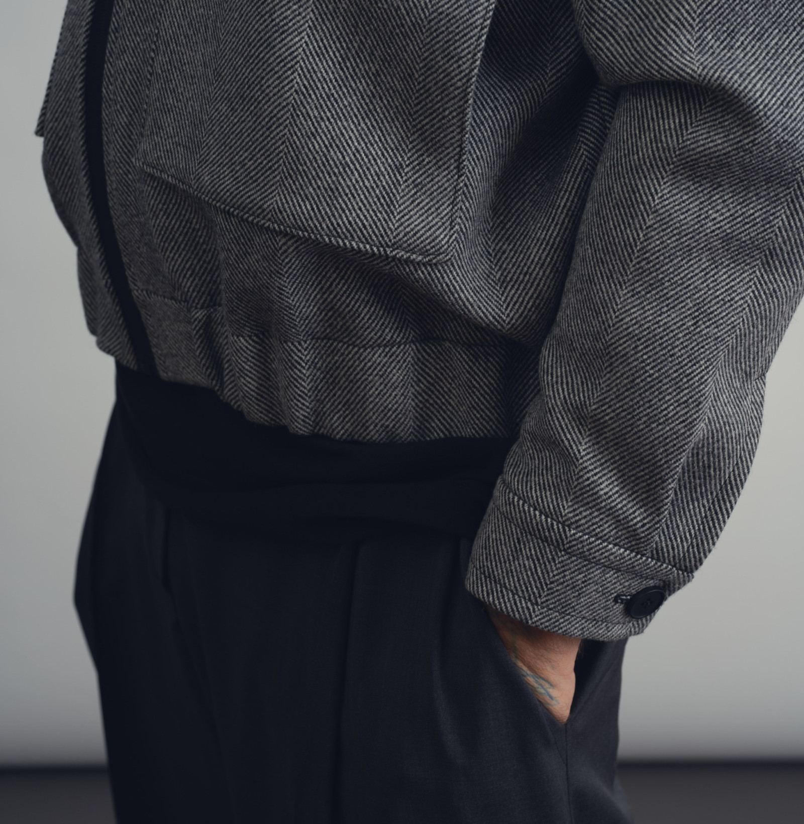 wool pocket jacket salt and pepper