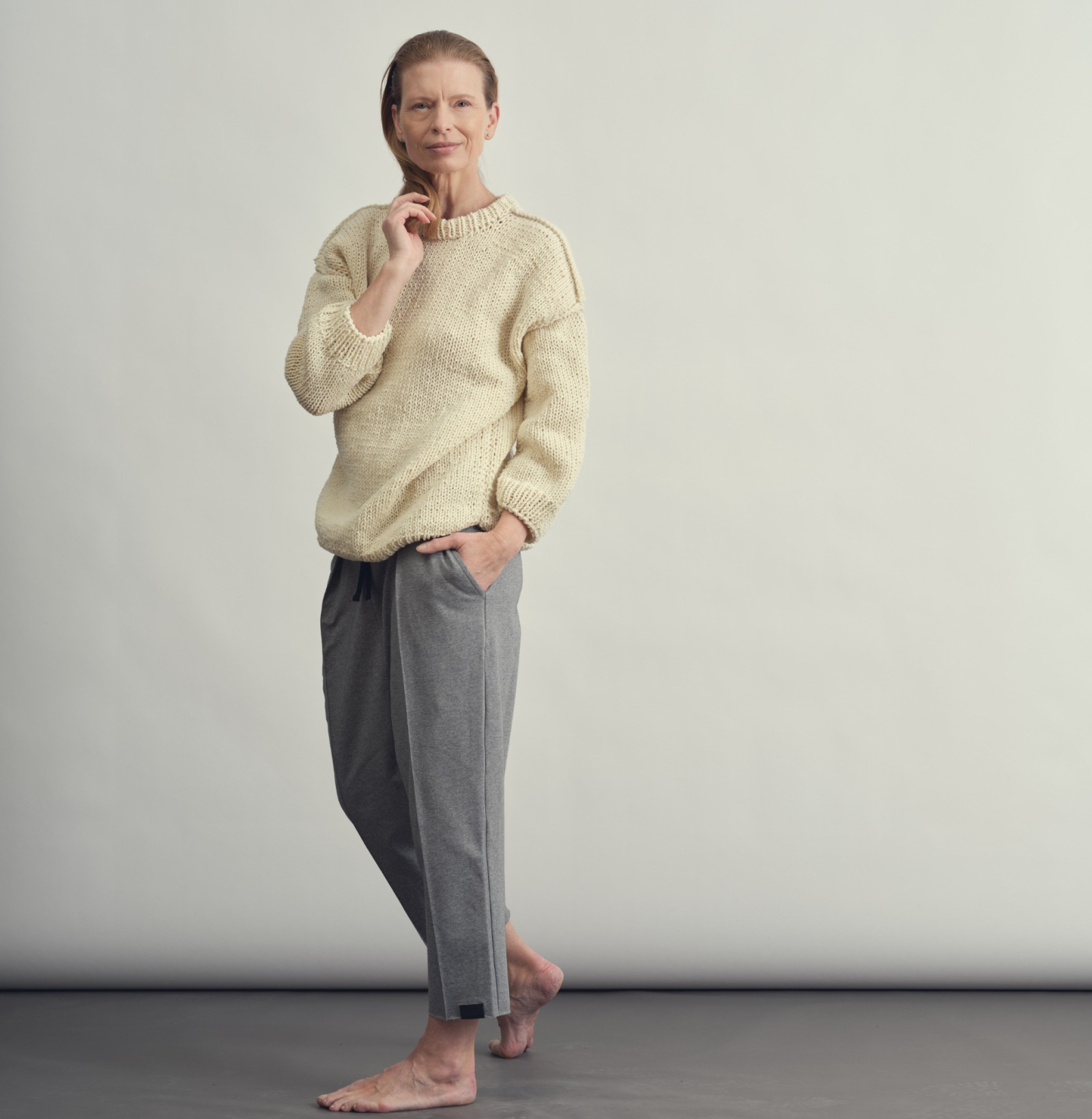 Wide carrot sweatpants grey