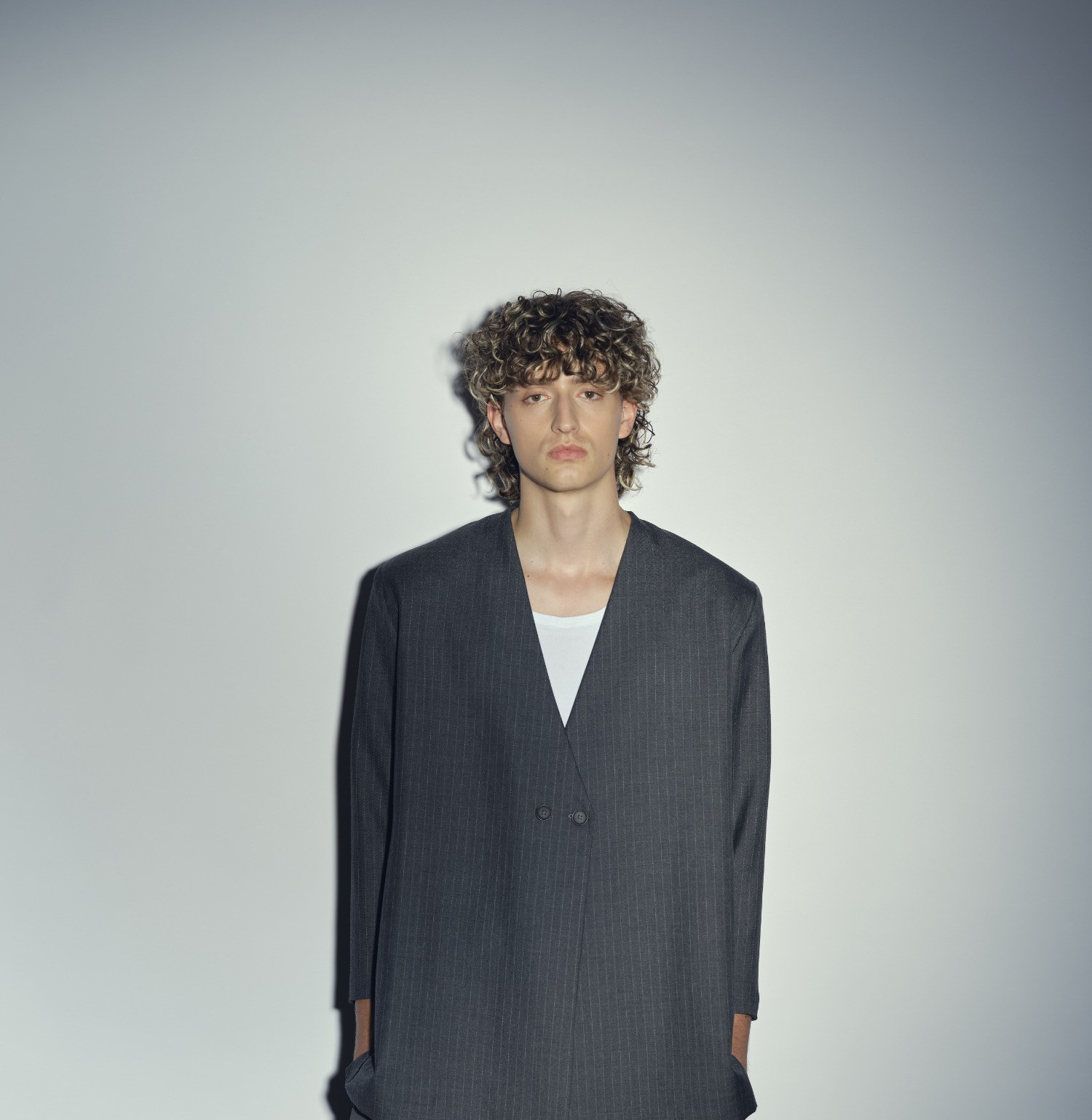 Wool 90's jacket grey stripes