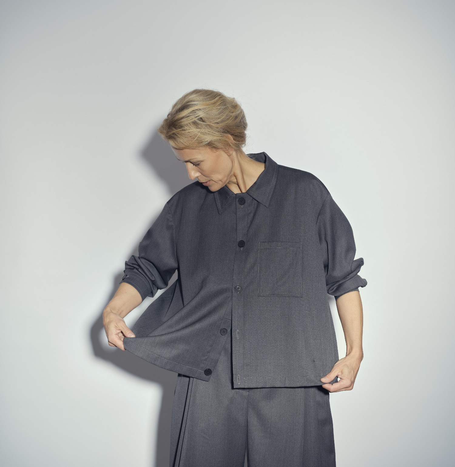 Wool shirt jacket anthracite