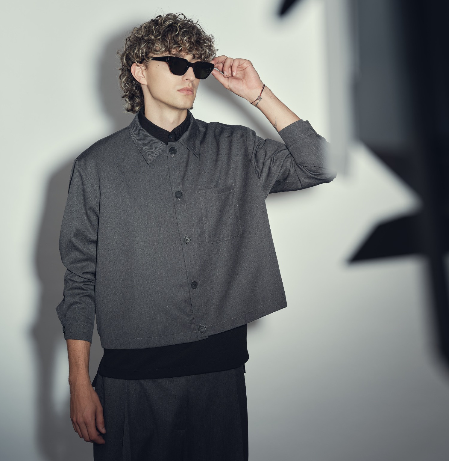 Wool shirt jacket anthracite
