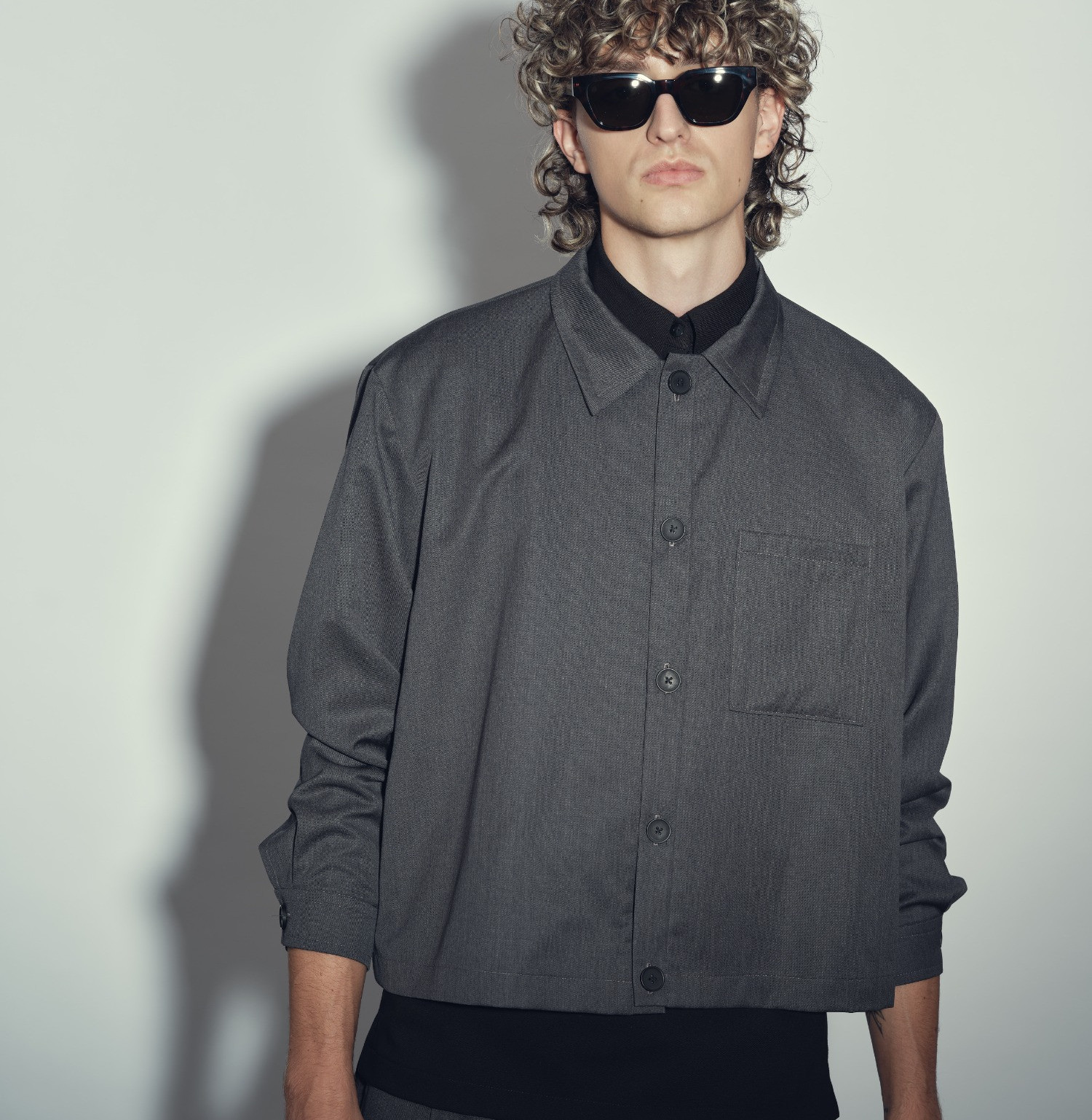 Wool shirt jacket anthracite