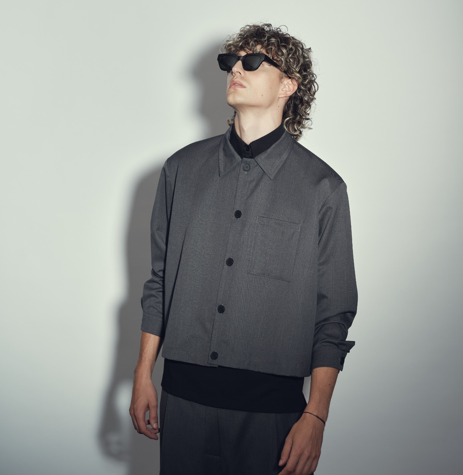 Wool shirt jacket anthracite