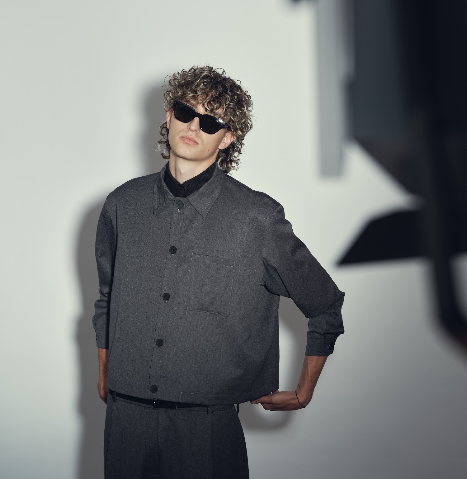 Wool shirt jacket anthracite