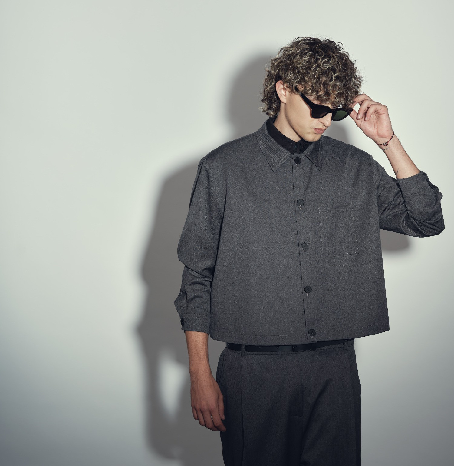 Wool shirt jacket anthracite