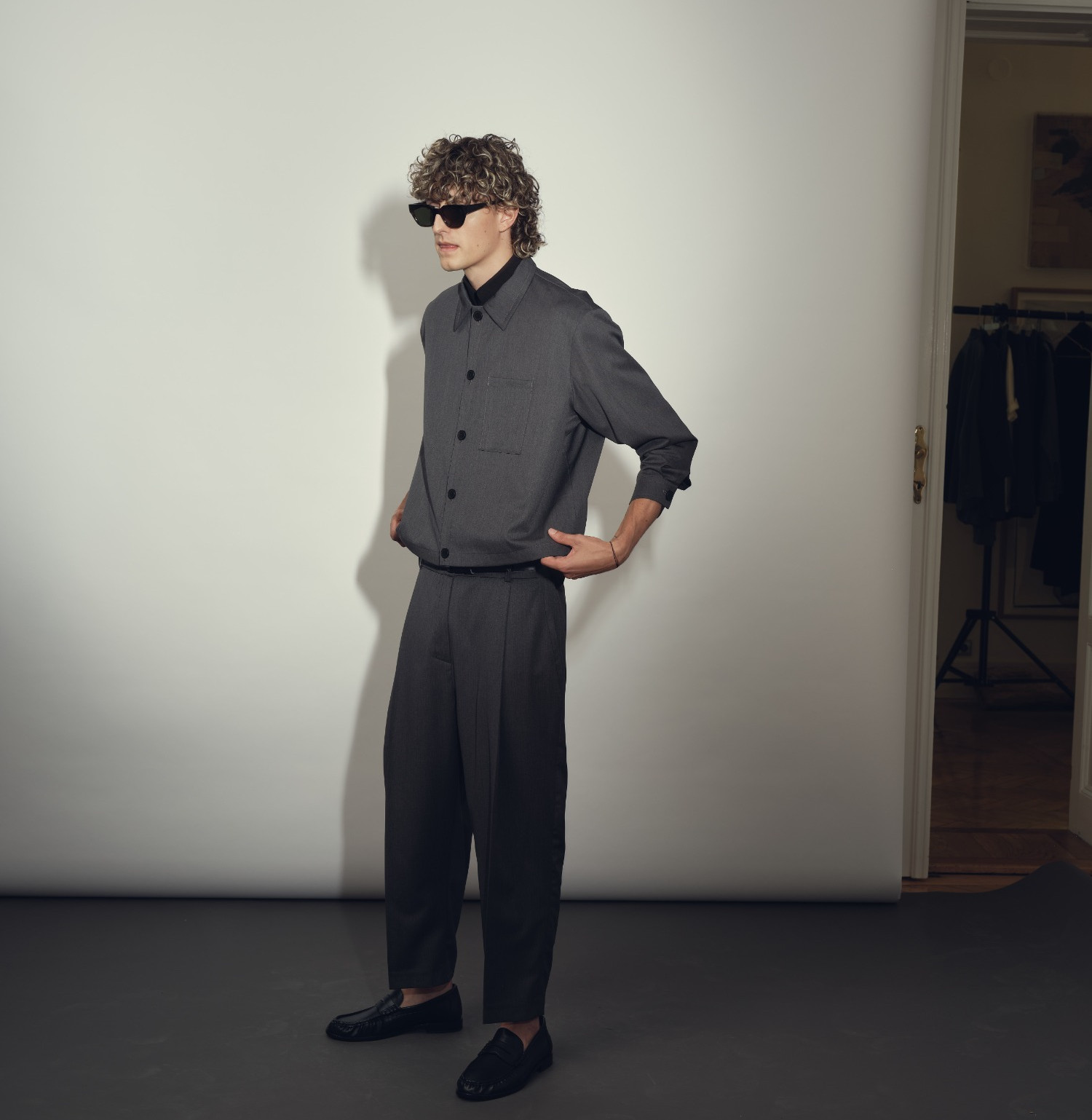Wool shirt jacket anthracite
