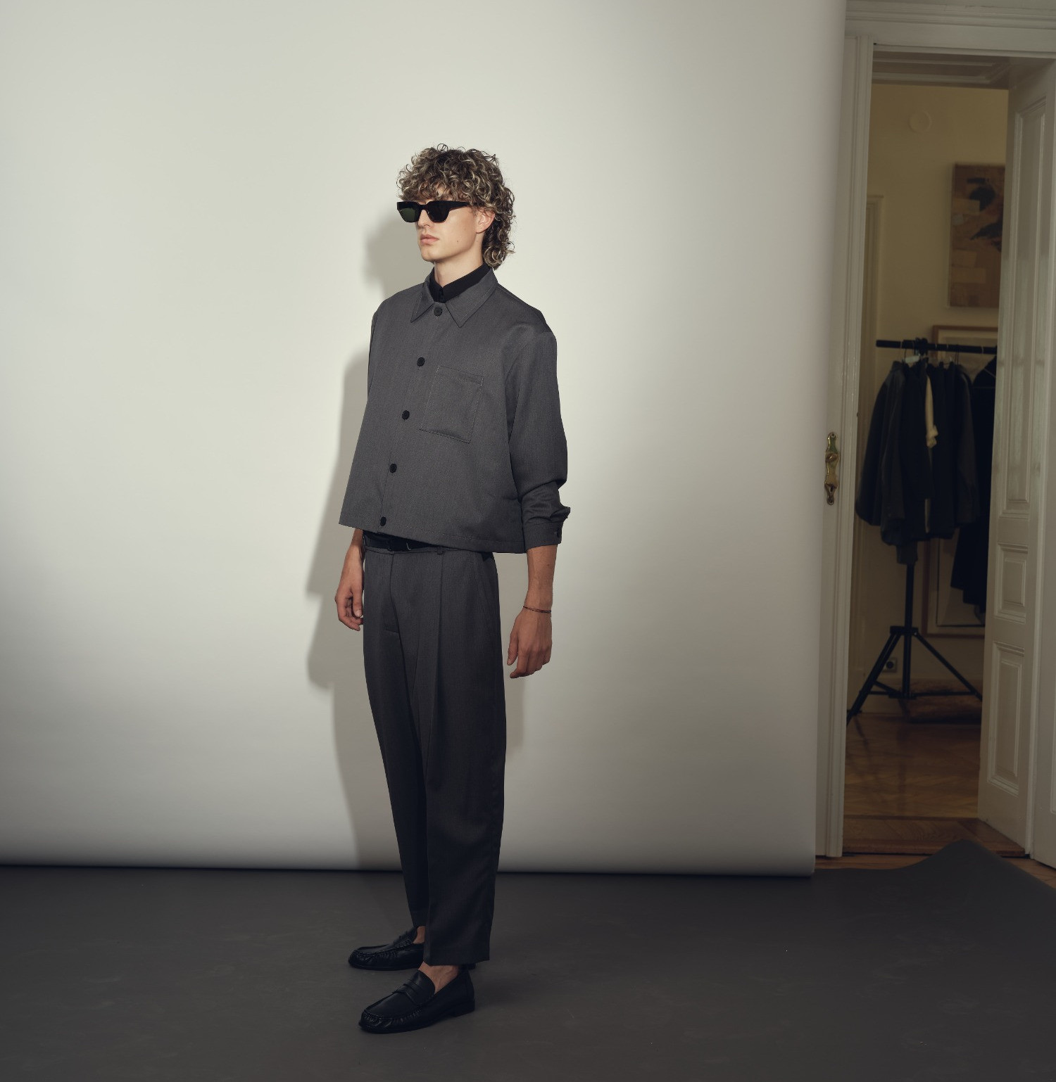 Wool shirt jacket anthracite